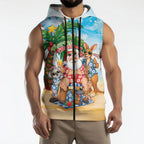 Aussie Christmas Sleeveless Zip Hoodie Santa Summer Vibes