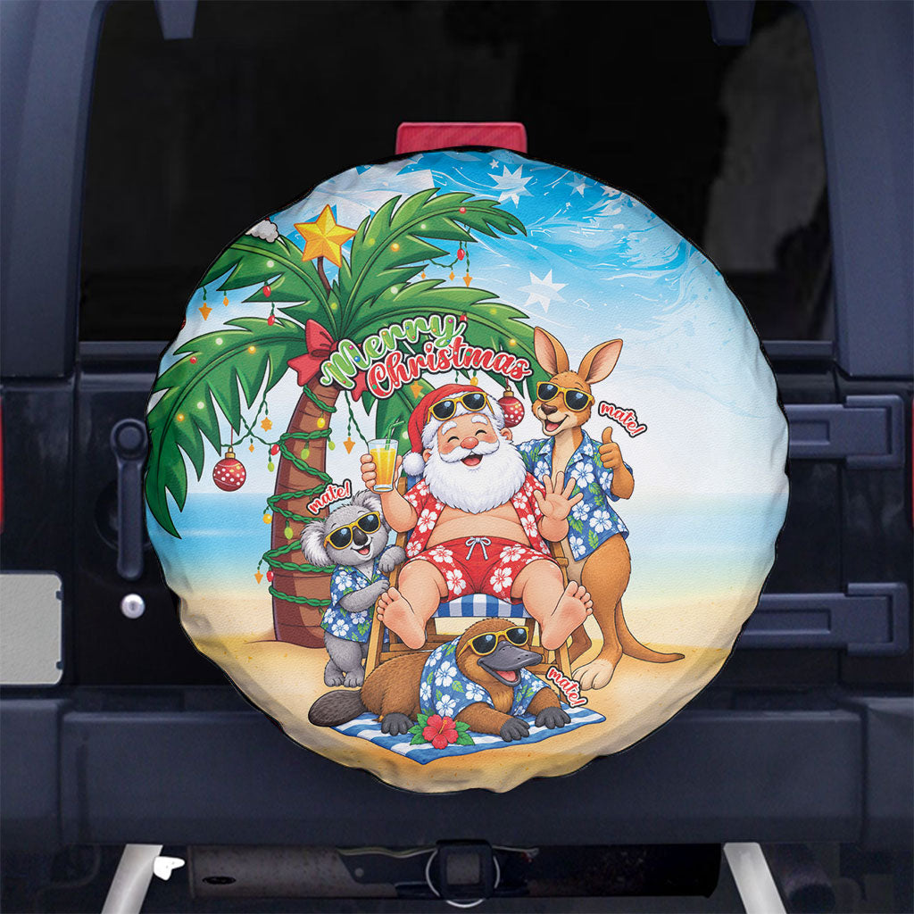 Aussie Christmas Spare Tire Cover Santa Summer Vibes