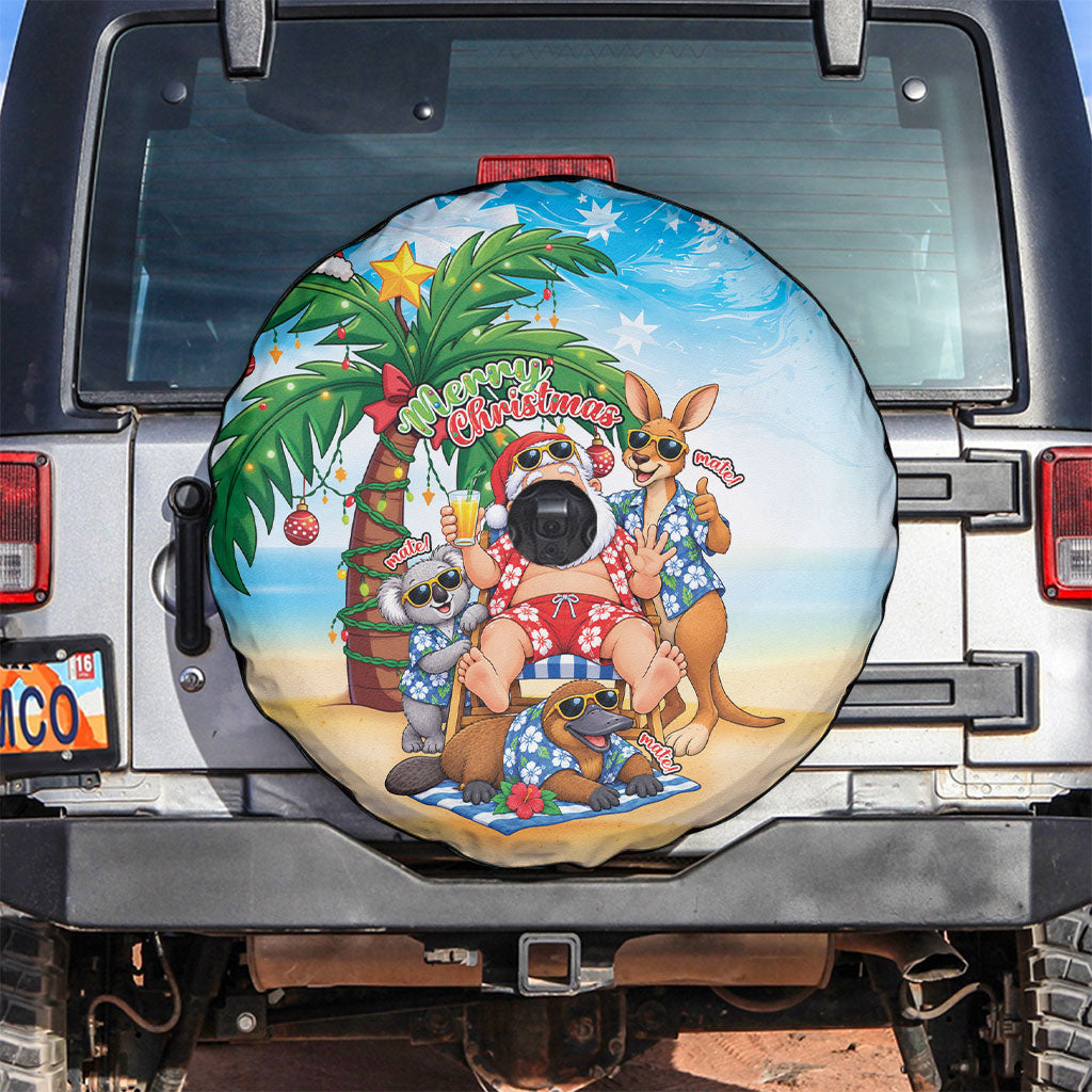 Aussie Christmas Spare Tire Cover Santa Summer Vibes