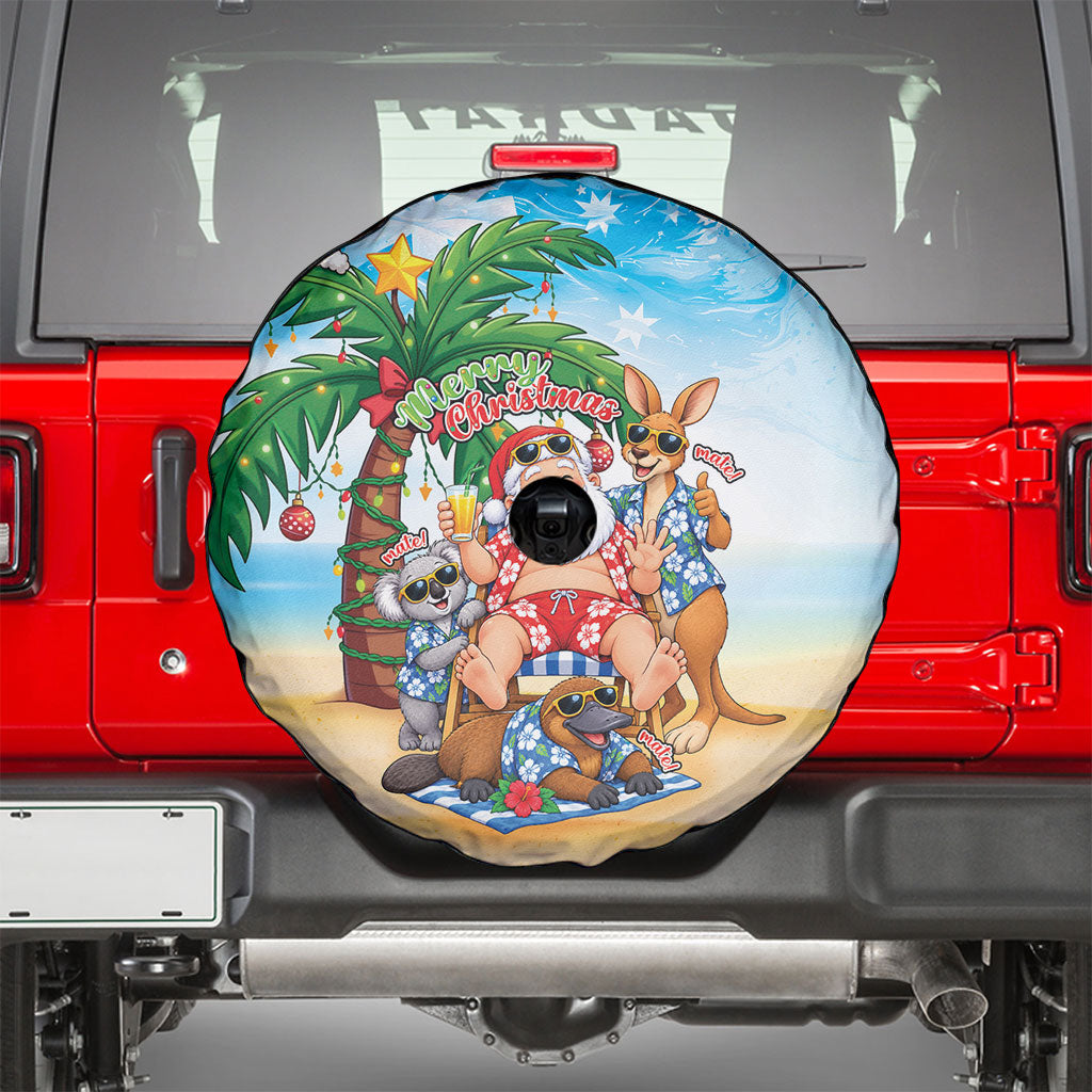 Aussie Christmas Spare Tire Cover Santa Summer Vibes