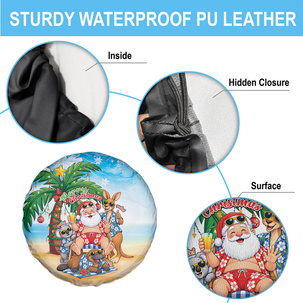 Aussie Christmas Spare Tire Cover Santa Summer Vibes