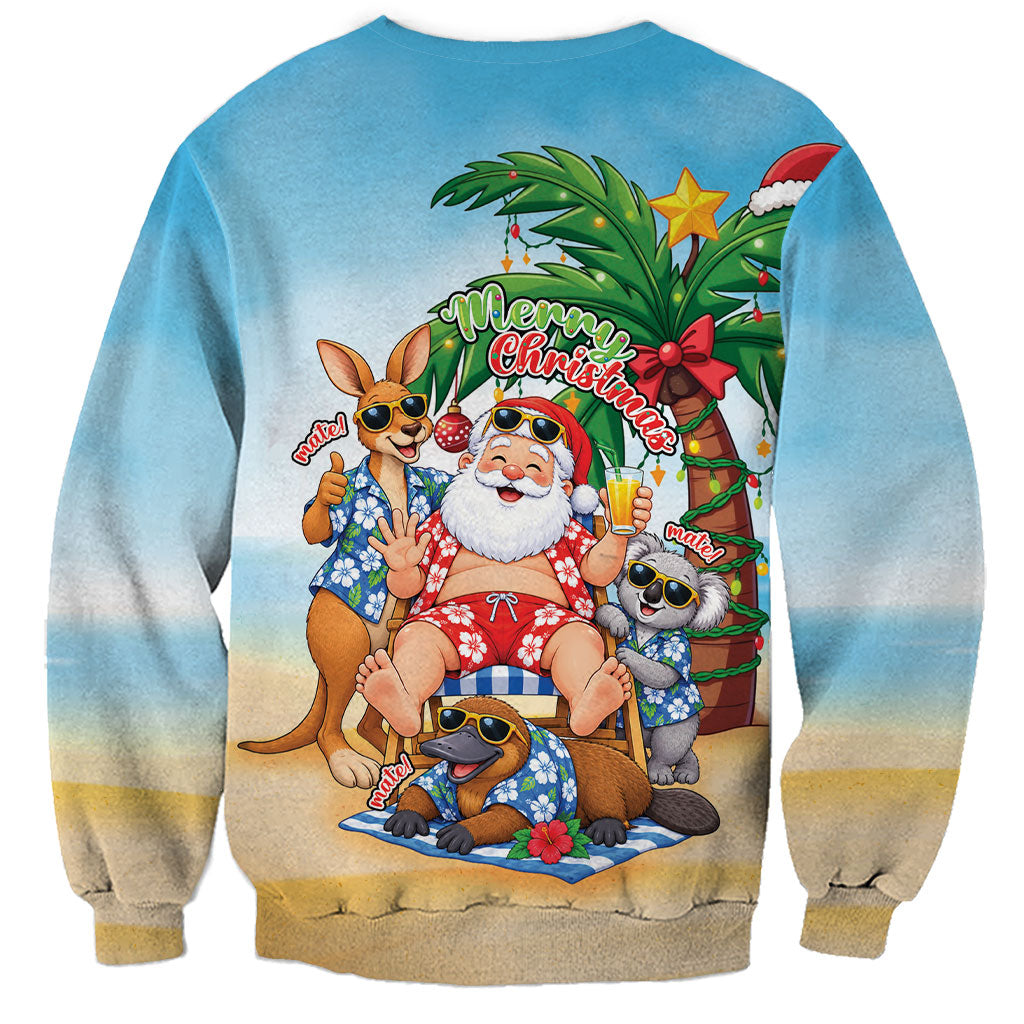 Aussie Christmas Sweatshirt Santa Summer Vibes