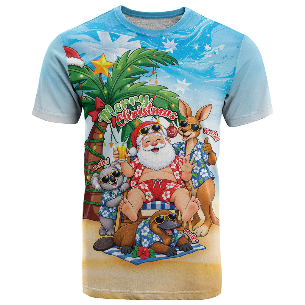 Aussie Christmas T Shirt Santa Summer Vibes