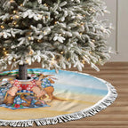 Aussie Christmas Tree Skirt Santa Summer Vibes