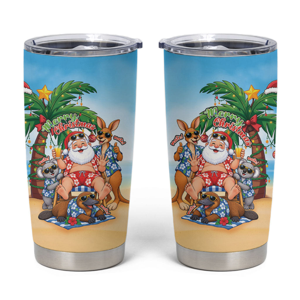 Aussie Christmas Tumbler Cup Santa Summer Vibes