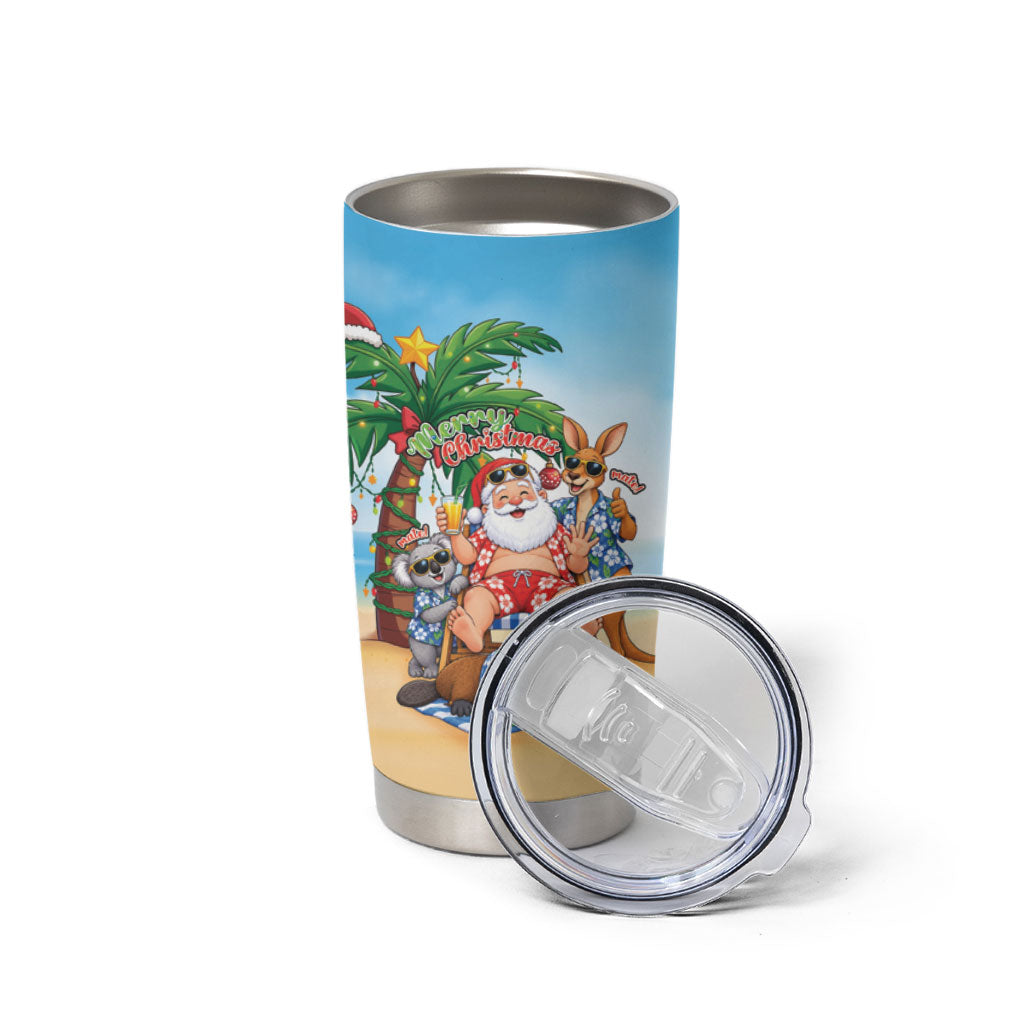 Aussie Christmas Tumbler Cup Santa Summer Vibes