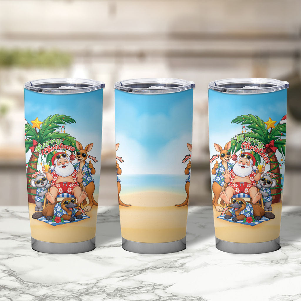 Aussie Christmas Tumbler Cup Santa Summer Vibes
