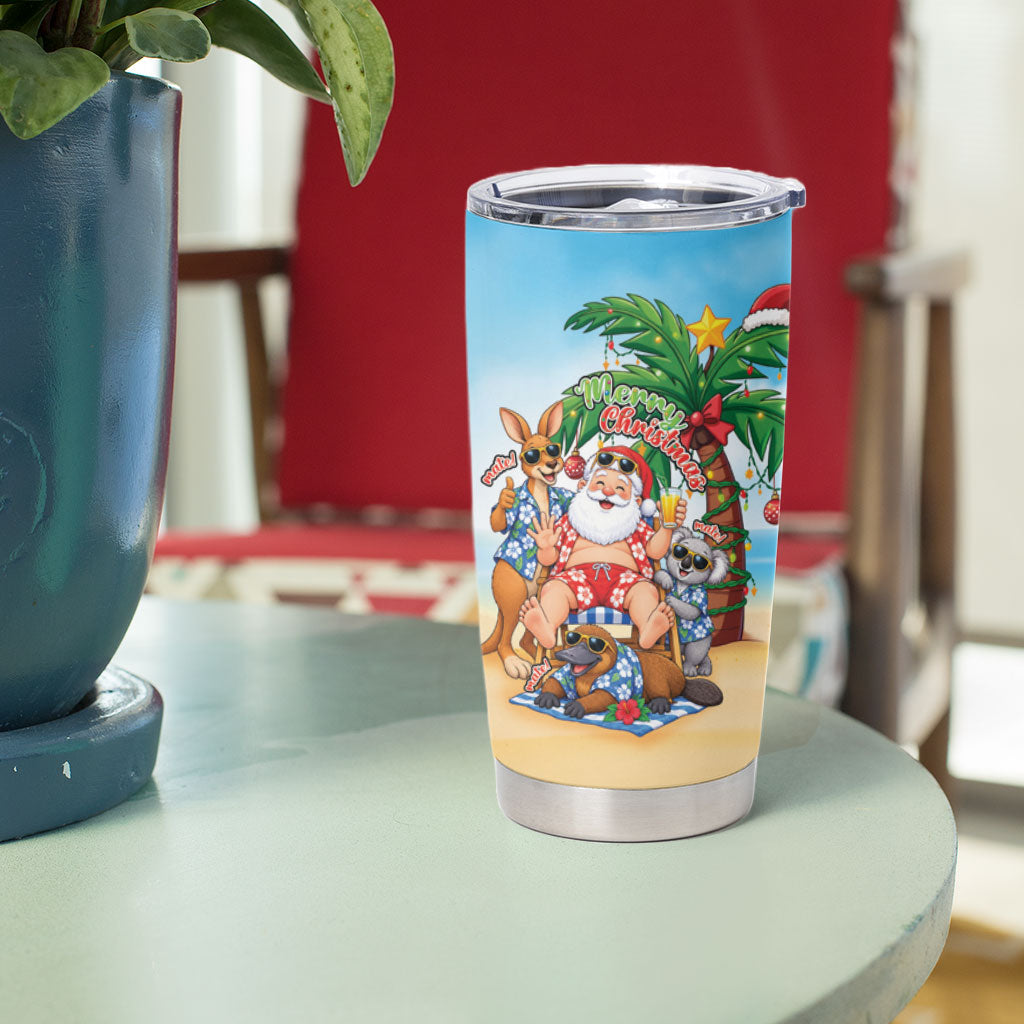 Aussie Christmas Tumbler Cup Santa Summer Vibes