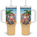 Aussie Christmas Tumbler With Handle Santa Summer Vibes