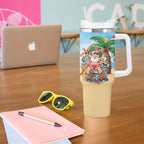 Aussie Christmas Tumbler With Handle Santa Summer Vibes