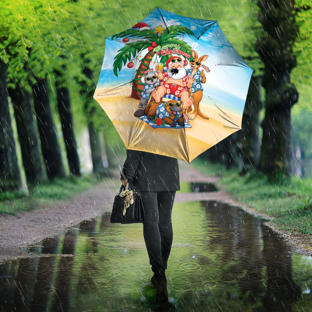 Aussie Christmas Umbrella Santa Summer Vibes