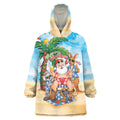 Aussie Christmas Wearable Blanket Hoodie Santa Summer Vibes