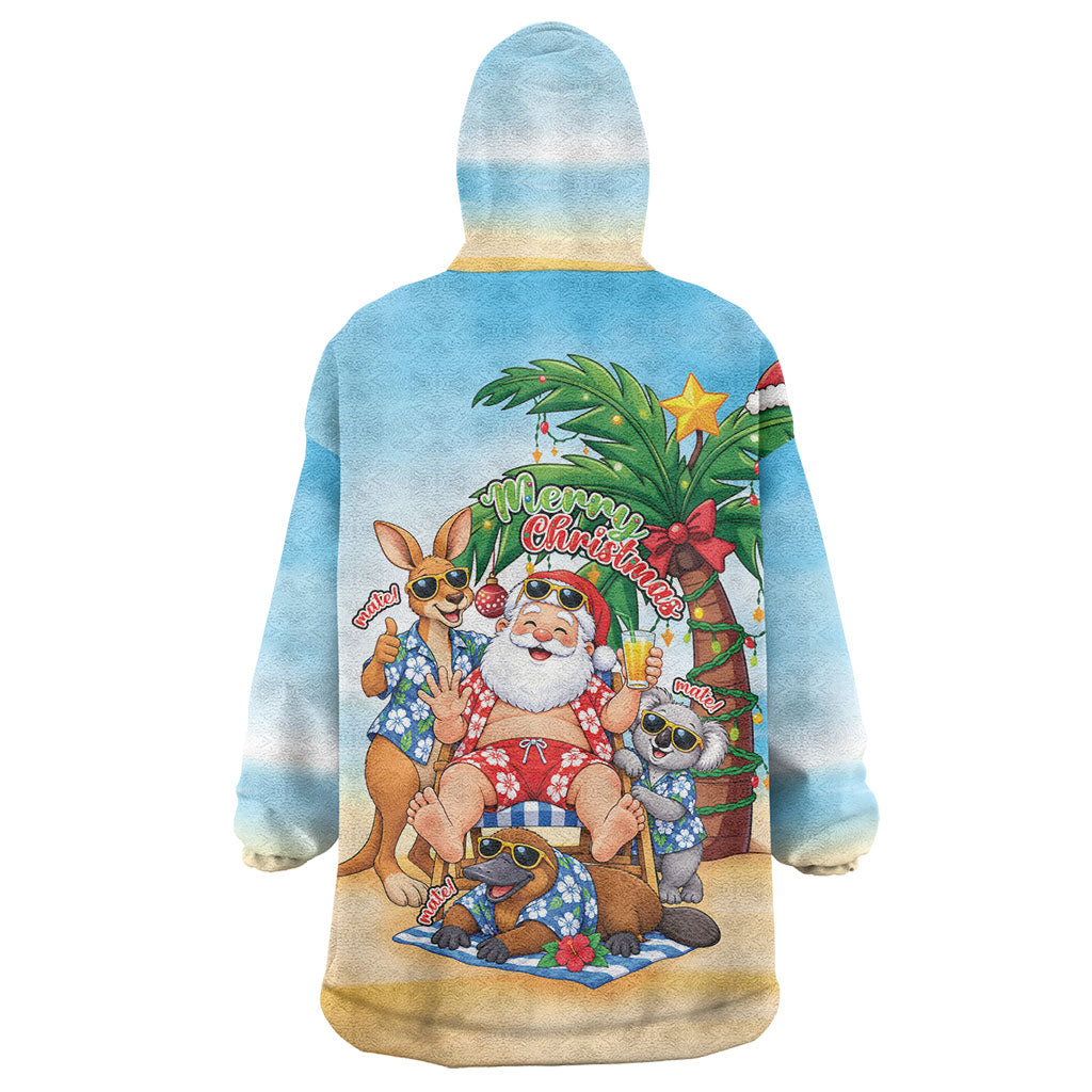 Aussie Christmas Wearable Blanket Hoodie Santa Summer Vibes