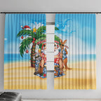 Aussie Christmas Window Curtain Santa Summer Vibes