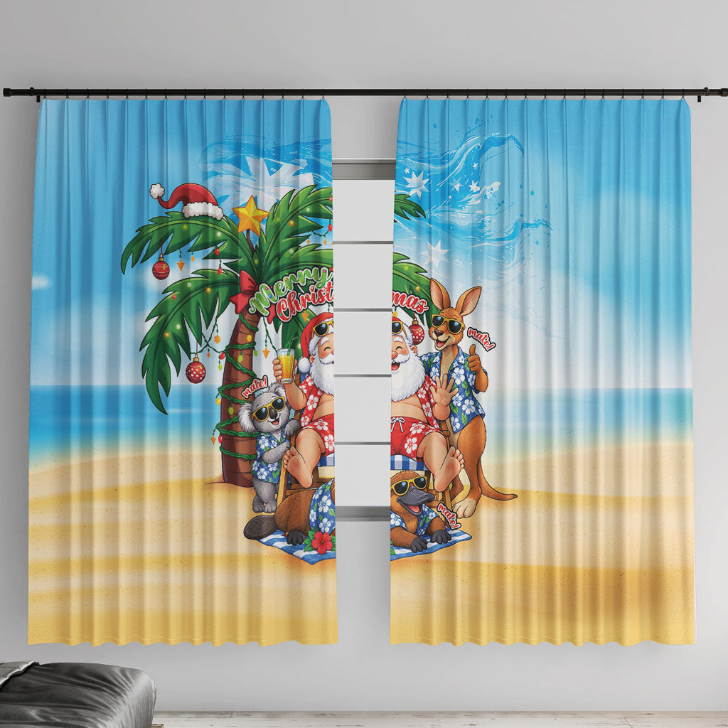 Aussie Christmas Window Curtain Santa Summer Vibes