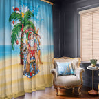 Aussie Christmas Window Curtain Santa Summer Vibes