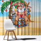 Aussie Christmas Window Curtain Santa Summer Vibes