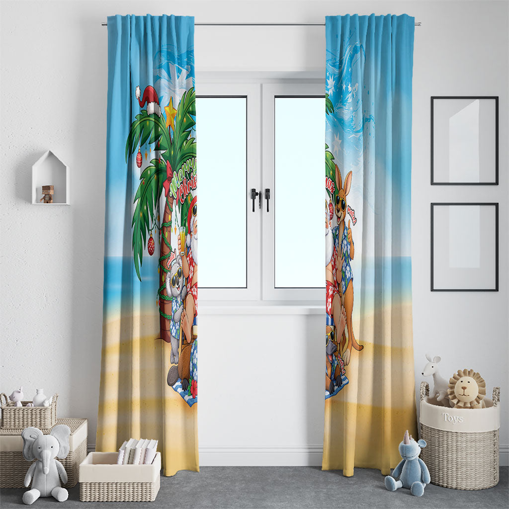 Aussie Christmas Window Curtain Santa Summer Vibes
