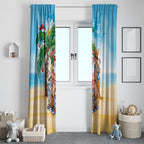 Aussie Christmas Window Curtain Santa Summer Vibes