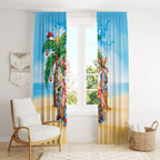 Aussie Christmas Window Curtain Santa Summer Vibes