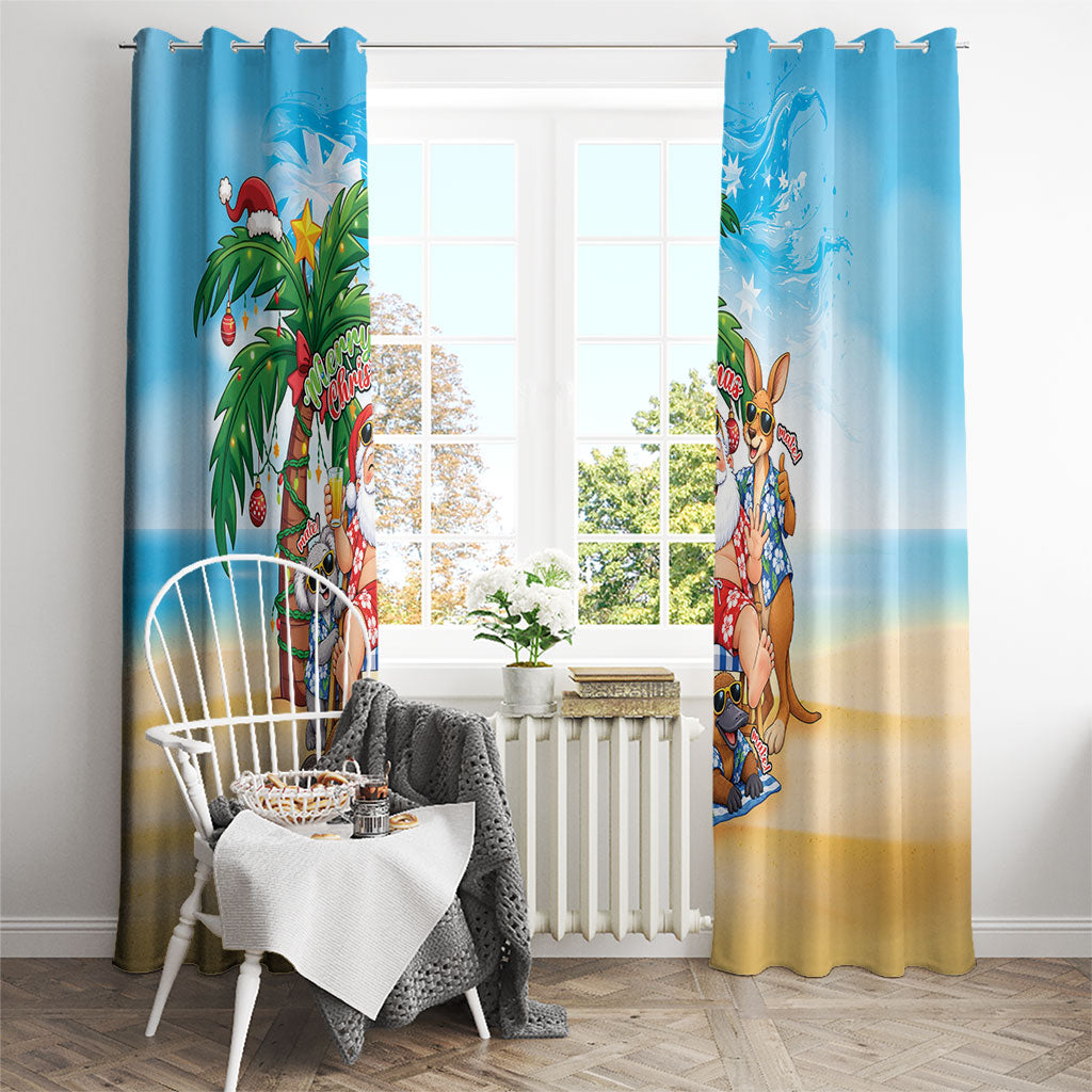 Aussie Christmas Window Curtain Santa Summer Vibes