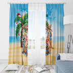 Aussie Christmas Window Curtain Santa Summer Vibes