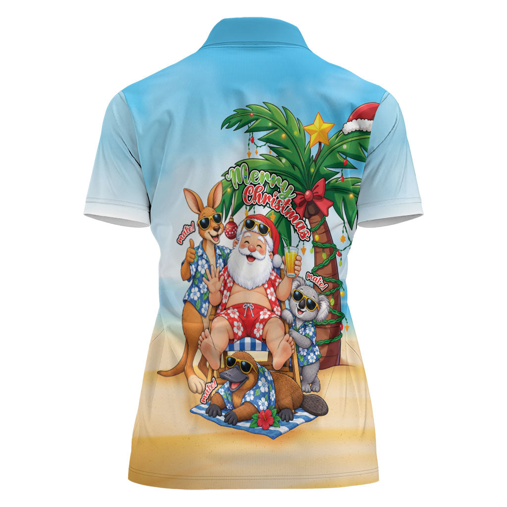 Aussie Christmas Women Polo Shirt Santa Summer Vibes