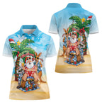 Aussie Christmas Women Polo Shirt Santa Summer Vibes