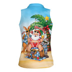 Aussie Christmas Women Sleeveless Polo Shirt Santa Summer Vibes