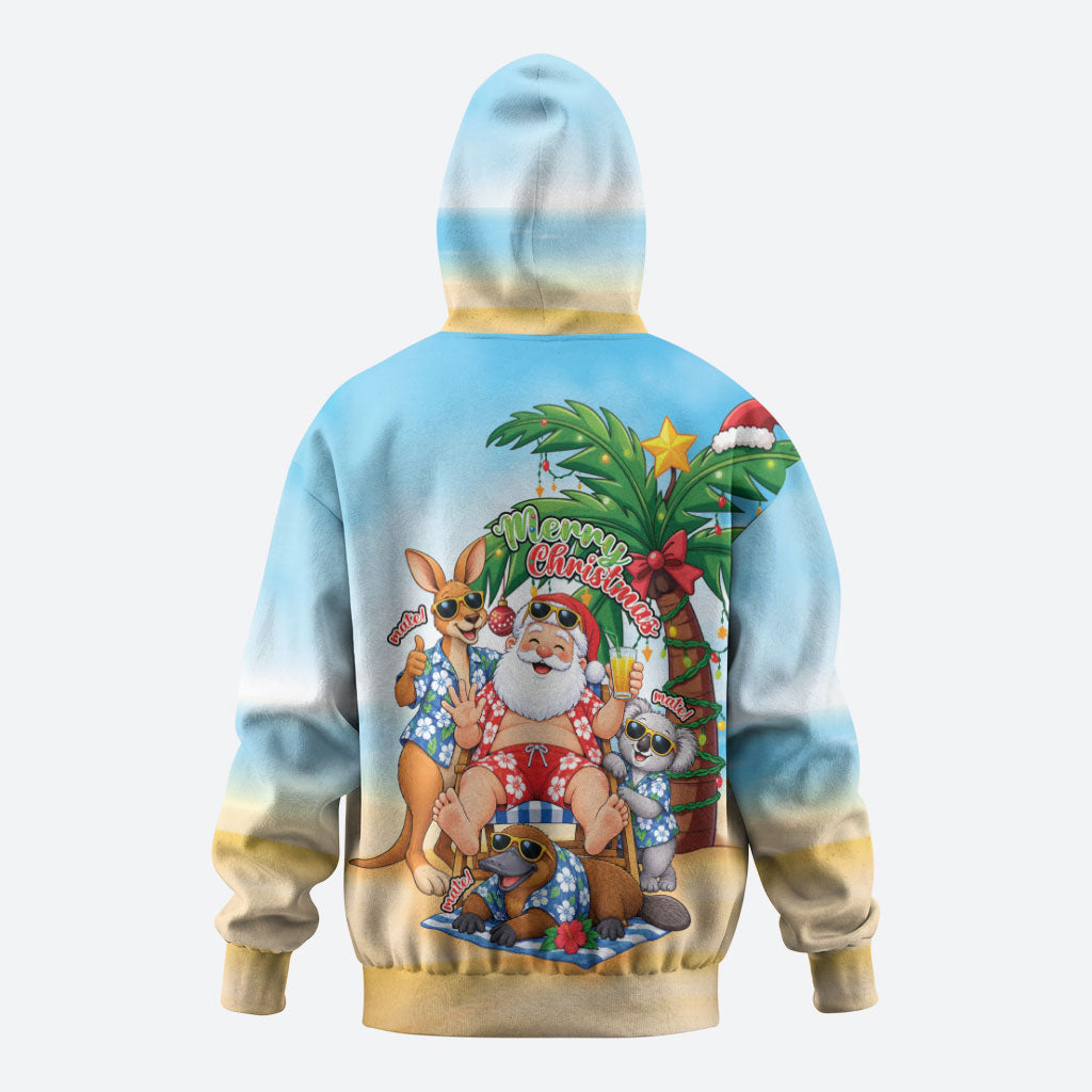 Aussie Christmas Zip Hoodie Santa Summer Vibes