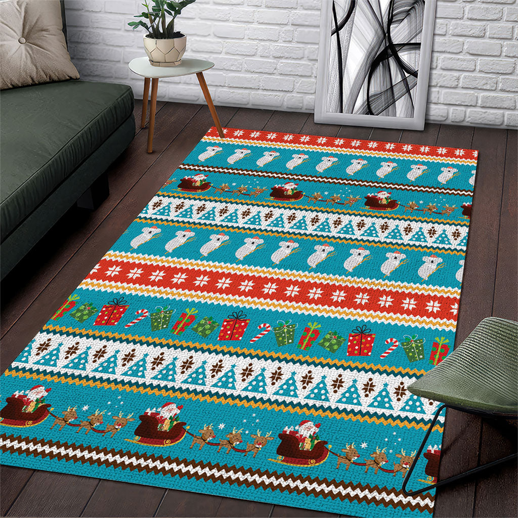 Australia Christmas Area Rug Xmas Beach Vibes Teal