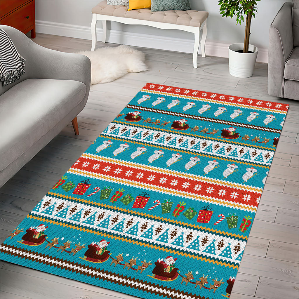 Australia Christmas Area Rug Xmas Beach Vibes Teal