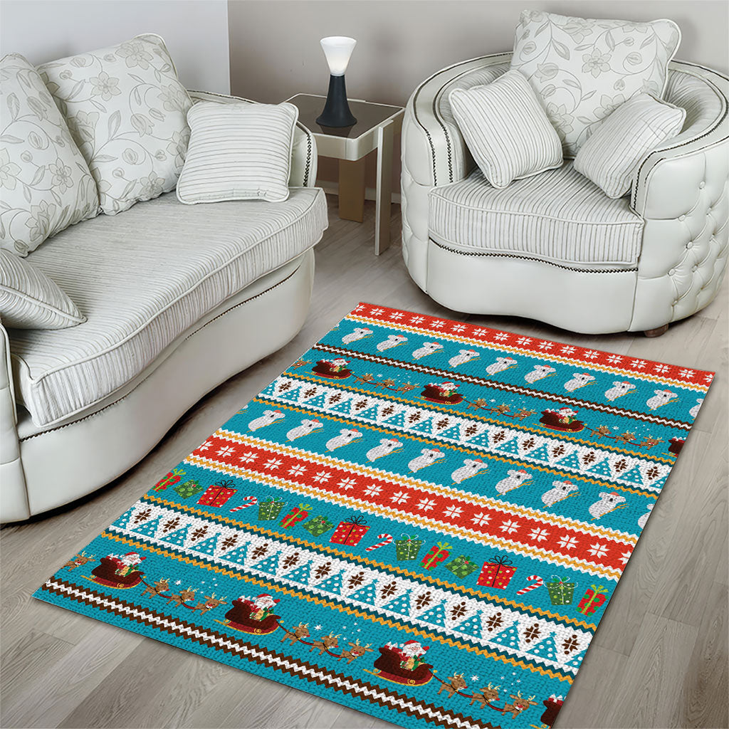 Australia Christmas Area Rug Xmas Beach Vibes Teal