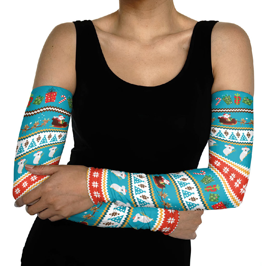 Australia Christmas Arm Sleeves Xmas Beach Vibes Teal