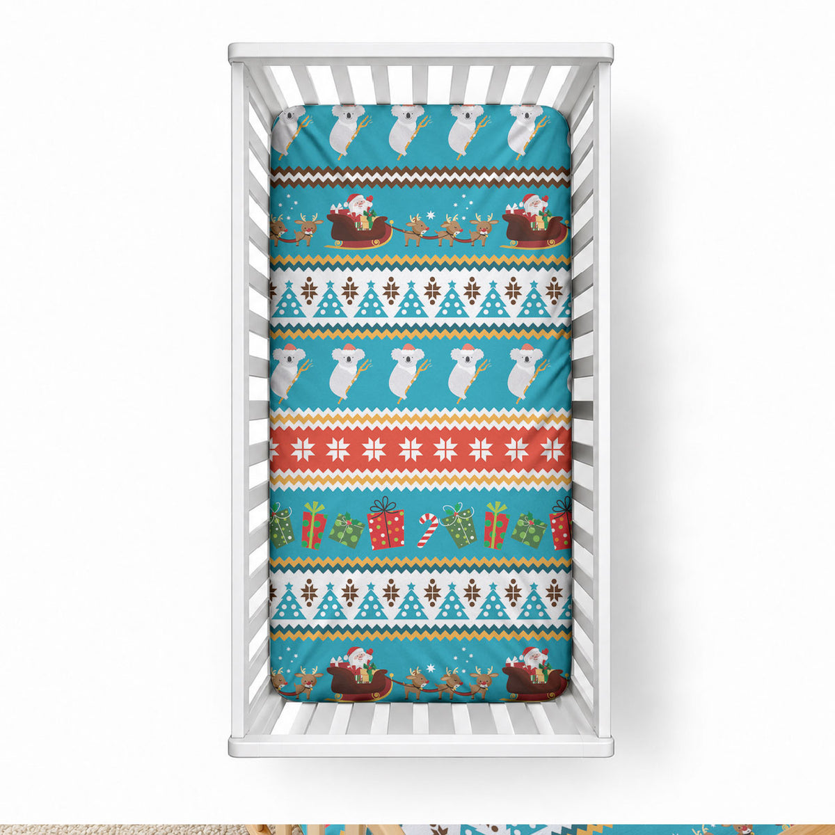 Australia Christmas Baby Bed Cover Xmas Beach Vibes Teal