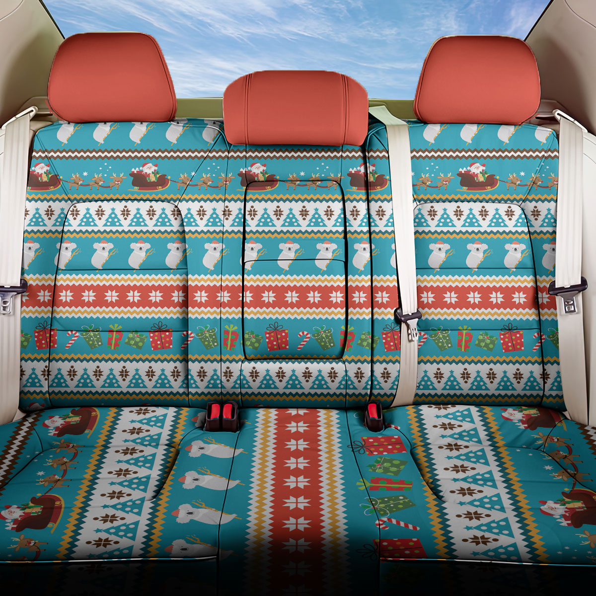 Australia Christmas Back Car Seat Cover Xmas Beach Vibes Teal