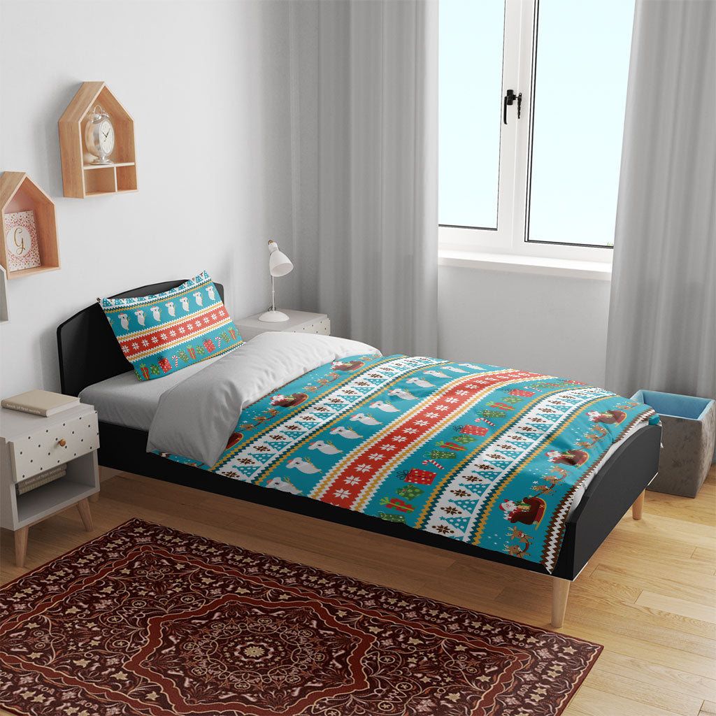 Australia Christmas Bedding Set Xmas Beach Vibes Teal