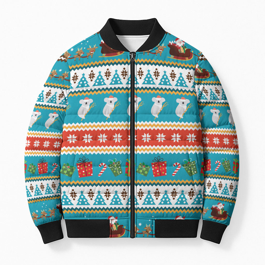 Australia Christmas Bomber Puffer Jacket Xmas Beach Vibes Teal