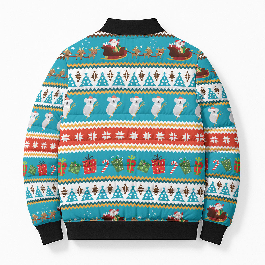Australia Christmas Bomber Puffer Jacket Xmas Beach Vibes Teal