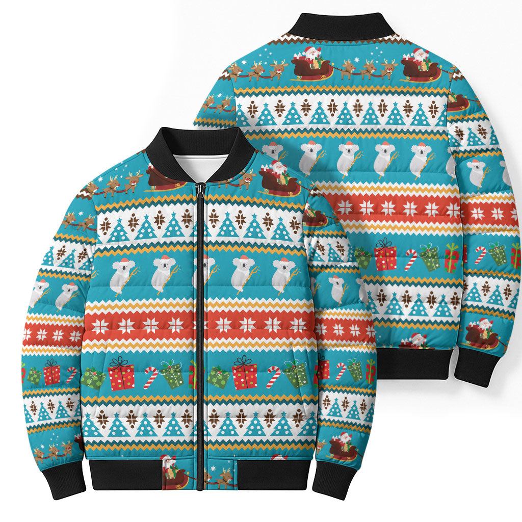 Australia Christmas Bomber Puffer Jacket Xmas Beach Vibes Teal