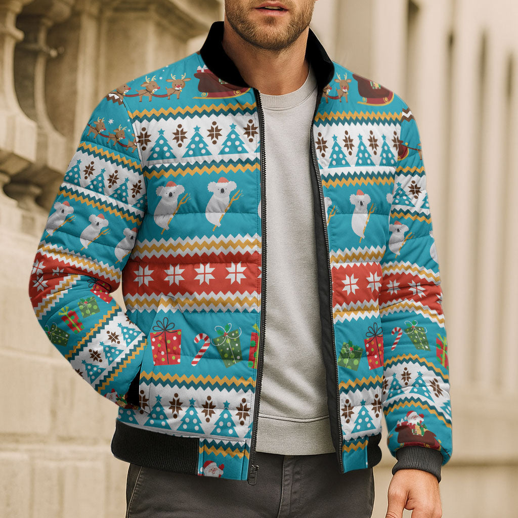 Australia Christmas Bomber Puffer Jacket Xmas Beach Vibes Teal