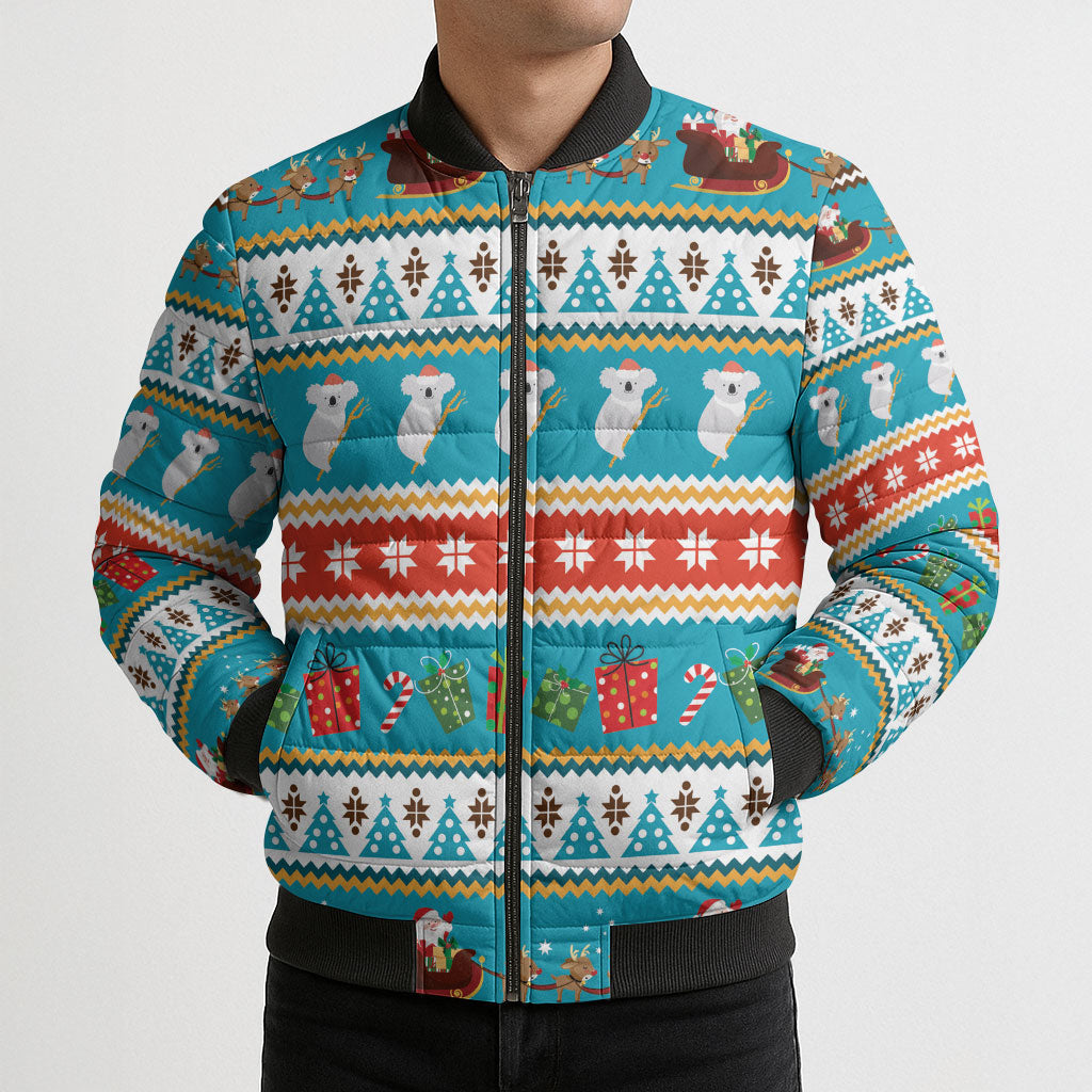 Australia Christmas Bomber Puffer Jacket Xmas Beach Vibes Teal