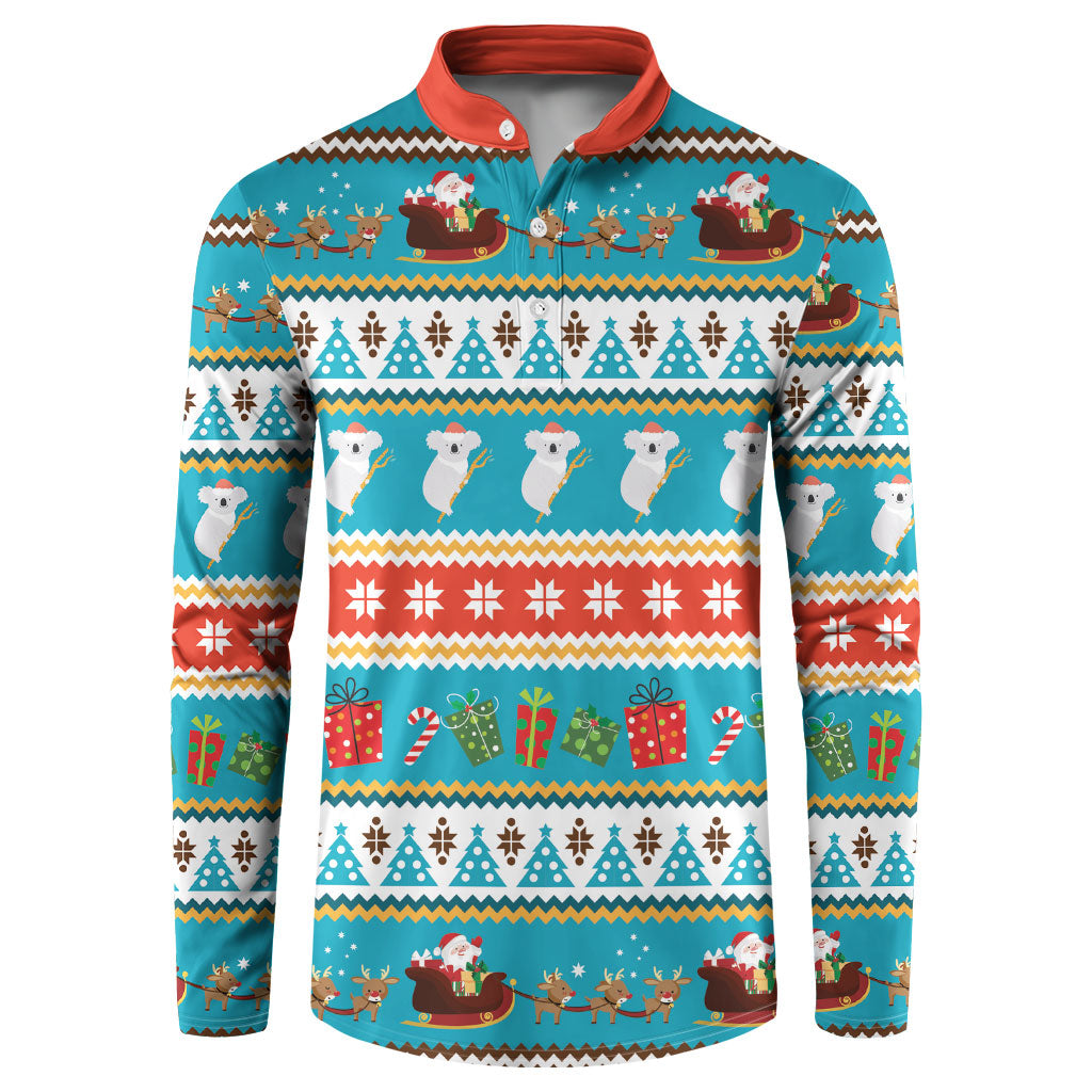 Australia Christmas Button Sweatshirt Xmas Beach Vibes Teal