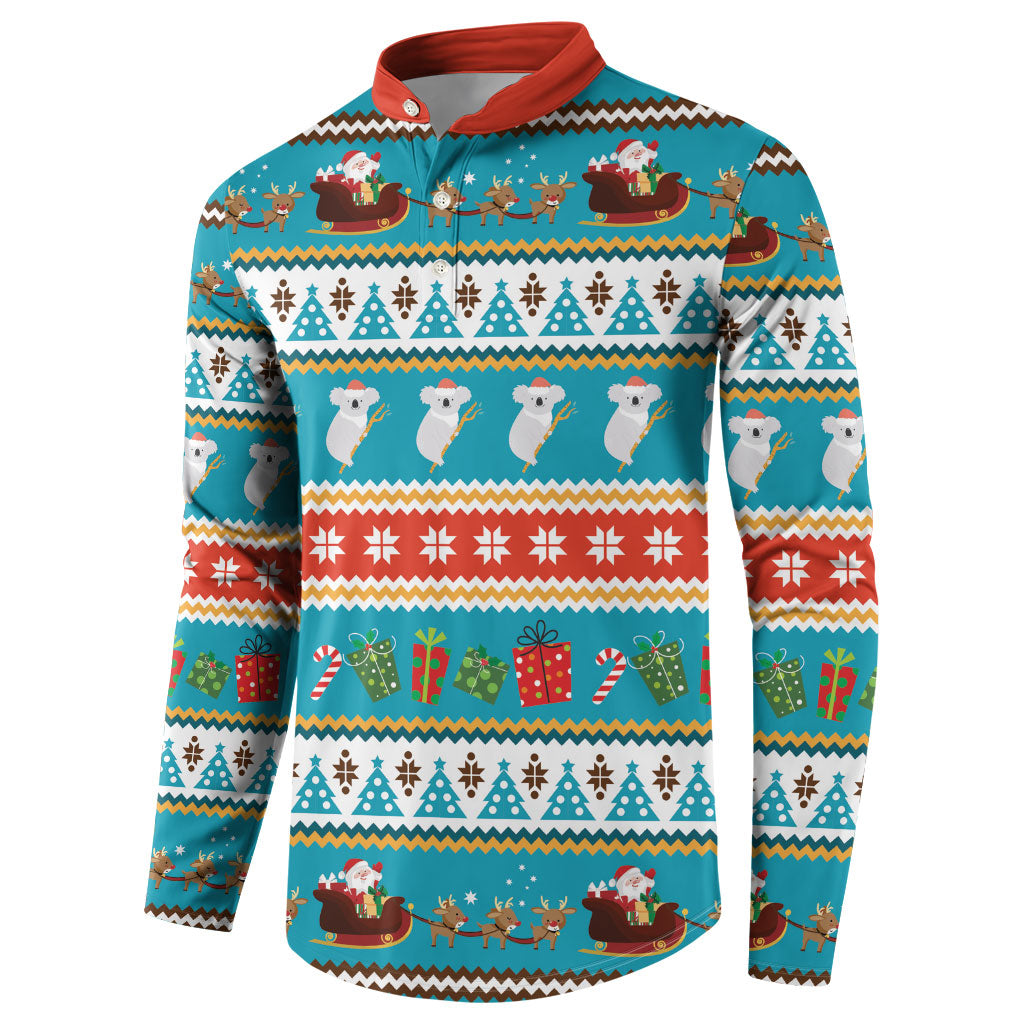 Australia Christmas Button Sweatshirt Xmas Beach Vibes Teal