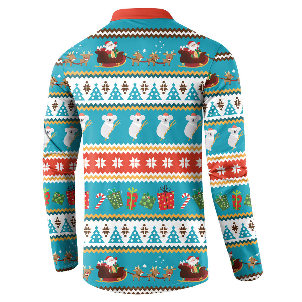 Australia Christmas Button Sweatshirt Xmas Beach Vibes Teal