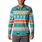 Australia Christmas Button Sweatshirt Xmas Beach Vibes Teal