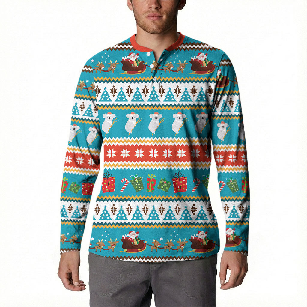 Australia Christmas Button Sweatshirt Xmas Beach Vibes Teal