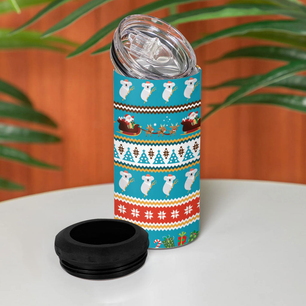 Australia Christmas 4 in 1 Can Cooler Tumbler Xmas Beach Vibes Teal