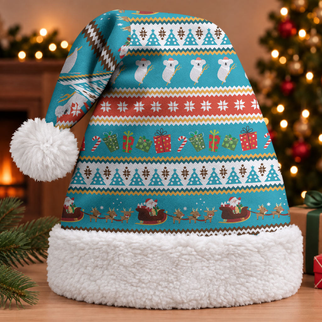 Australia Christmas Santa Hat Xmas Beach Vibes Teal