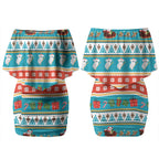 Australia Christmas Couples Matching Off Shoulder Short Dress and Hawaiian Shirt Xmas Beach Vibes Teal
